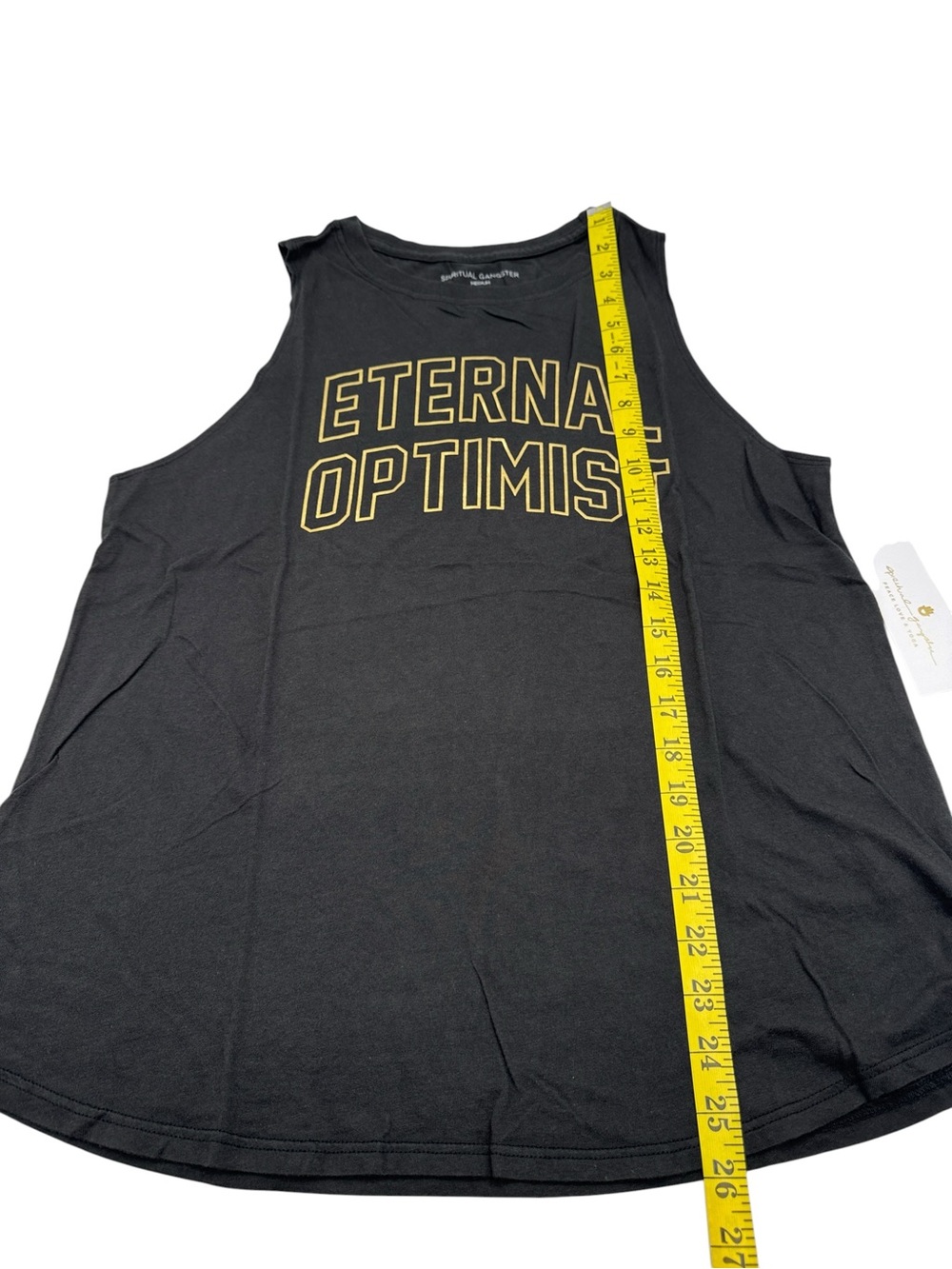 NWT Spiritual Gangster Eternal Optimist Jade Tank Top Black Gold Size Medium - Picture 11 of 11